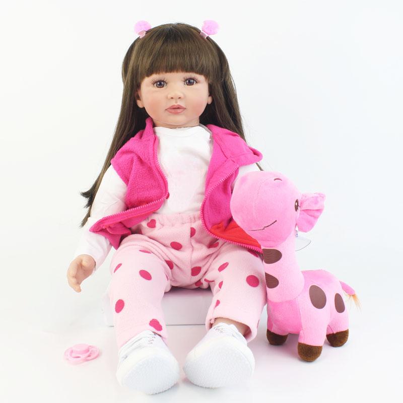 

BZDOLL 60СМ 24 дюйма Кукла-реборн для малышей Принцесса Девочка Мягкий винил Новорожденный ребенок Игрушка с мягким тканевым телом Прекрасный подарок на день рождения cloth body doll