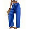 Pantaloni da Donna a Gamba Larga a Righe con Coulisse in Vita, Elastico e Vestibilità Rilassata per Uso Casual e Quotidiano