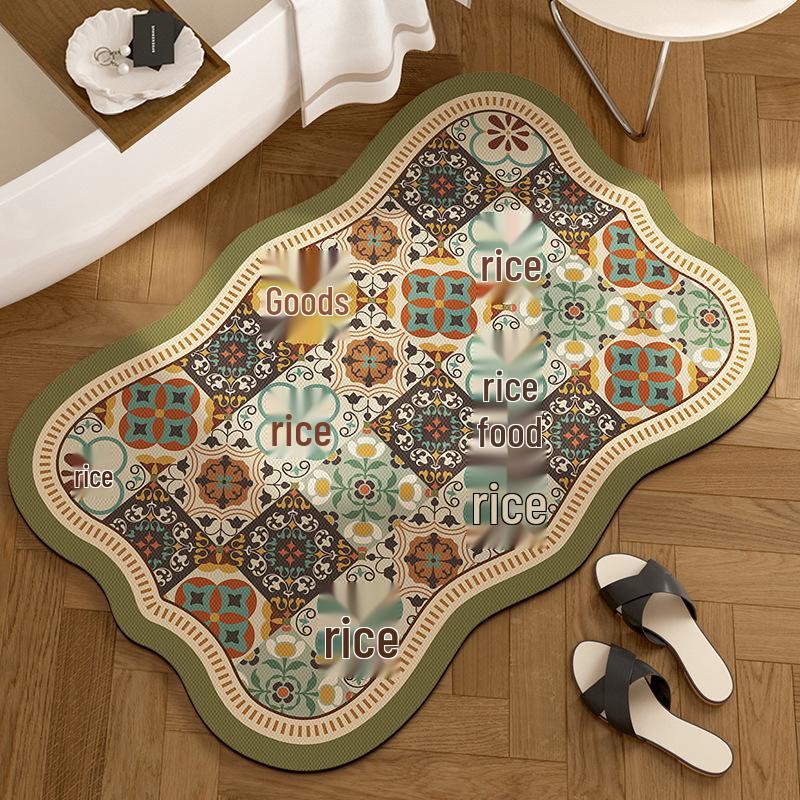 American Retro Diatomaceous Earth Bathroom Floor Mat - Absorbent, Non-Slip, Stain & Wear Resistant, Easy Care for Toilet Entrance