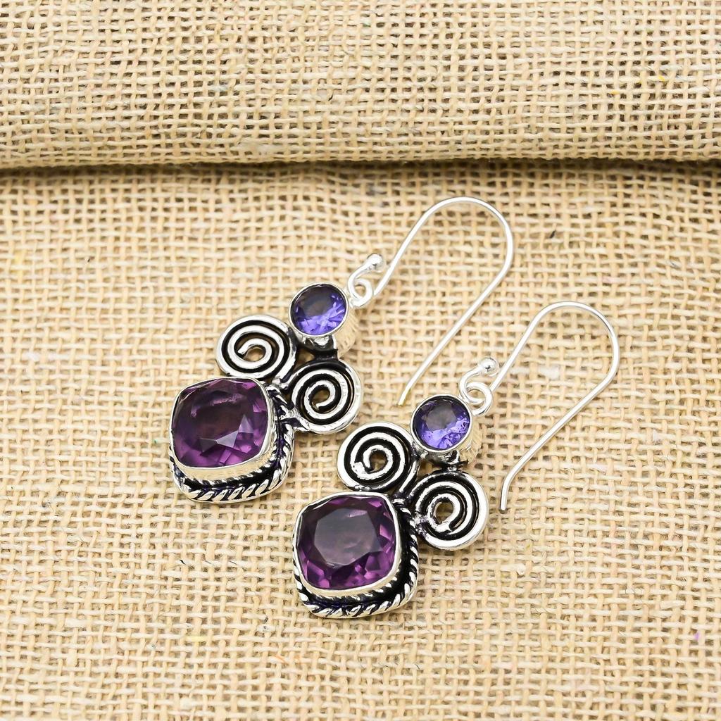Amethyst Earrings Gemstone Jewelry, 925 Solid Sterling Silver Earrings, Gift For Women Handmade Earrings