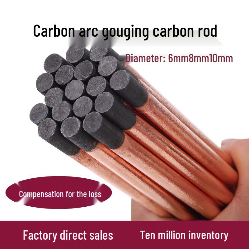 Copper-Plated Graphite Carbon Arc Gouging Rod for DC Air Gouging Gun, High-Temp Resistant, Ideal for Automobile Sheet Metal (Round/Flat, 6/8/10mm)