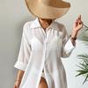 Women's Chiffon Shirt Polo Casual Blouses Beach Sunscreen Shirt Tulle Top