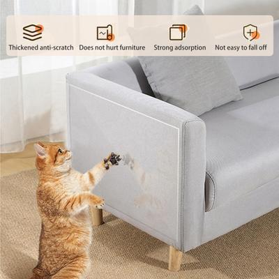 1 Set Cat Scratch Protector Thicken Anti Cat Scratch Furniture Guard Transparent Single-Sided Sticky Couch Protector for Home