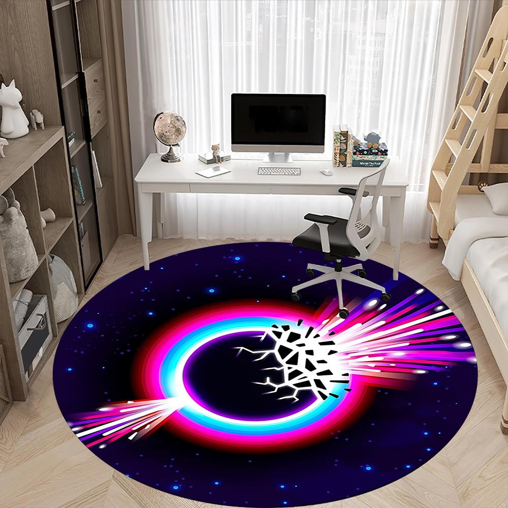 1pc Galactic Burst Carpet for Office Non Slip, Round Carpet, Soft & Comfortable, Carpet for Office, Lightweight Round Floor Mat