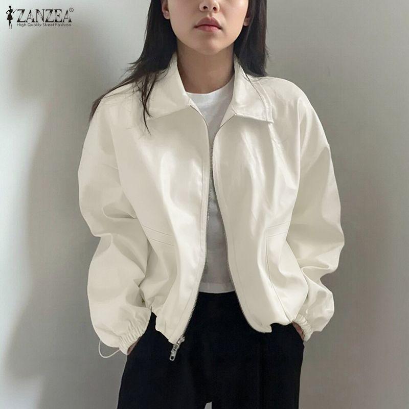 ZANZEA Women Spring Autumn Casual Long Sleeve Zipper Jackets