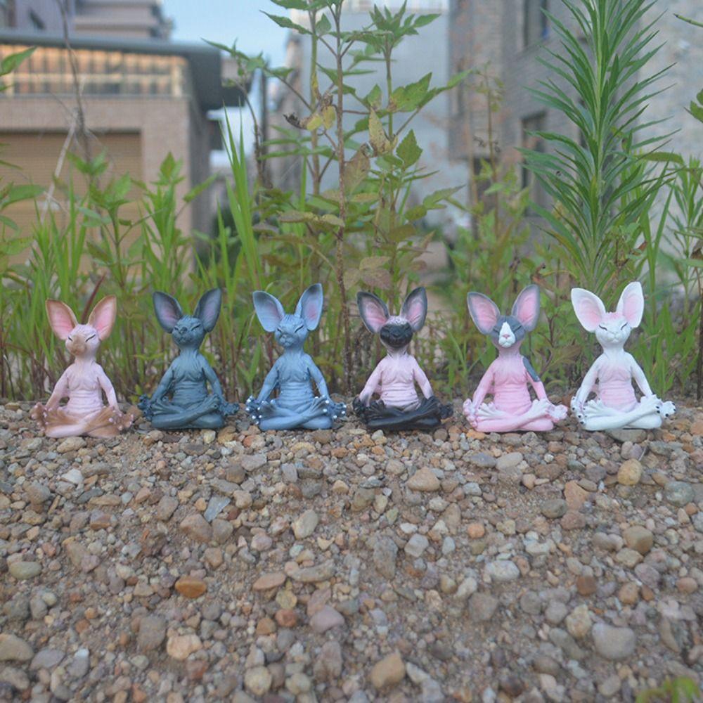 Sphinx Cat Simulation Hairless Cat Figurine Resin Meditation Yoga Lucky Cat Decor  Home Decoration