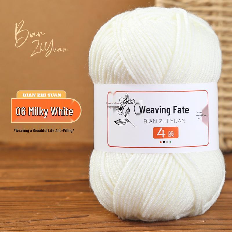 4-Ply Milk Cotton Yarn: DIY Crochet Kit for Scarf, Sweater, Bouquet Crafting - Combed Cotton Skein