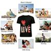 Vintage Distressed Heart LOVE Print Casual Couple Short Sleeve Top Pure Cotton T-shirt