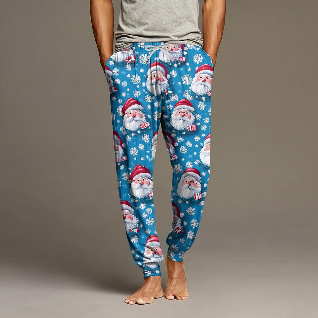 Men's Drawstring Pocket Cuffed Casual Pants Home Sleep Pants