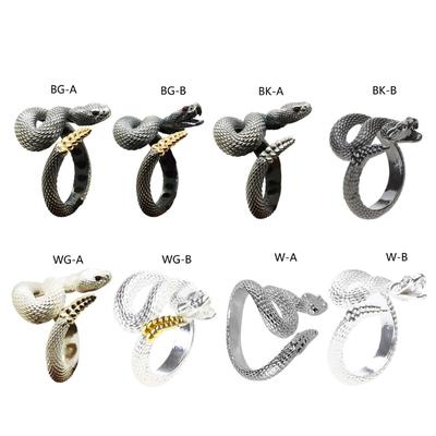 Snake Ring with Tail Copper Rattlesnake Shaped Finger Ring Jewelry Handmade Adjustable Serpent Ring Gift for Men Women