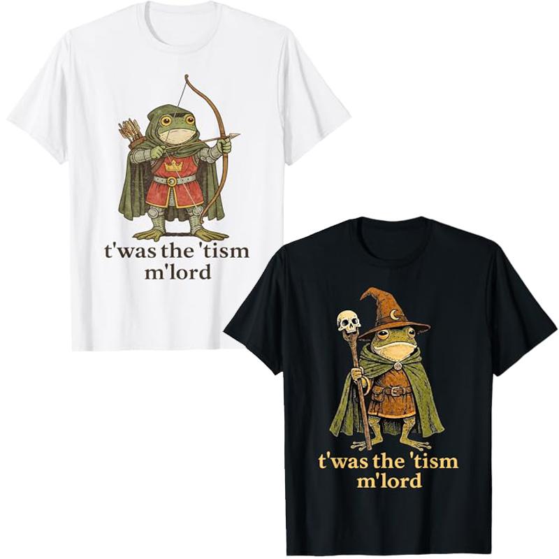 TWAS The Tism M Lord Frog Autism Awareness TShirt Twas The Tism MLord Frog Wizard Tism Sarcastic Joke Aesthetic Saying Tee