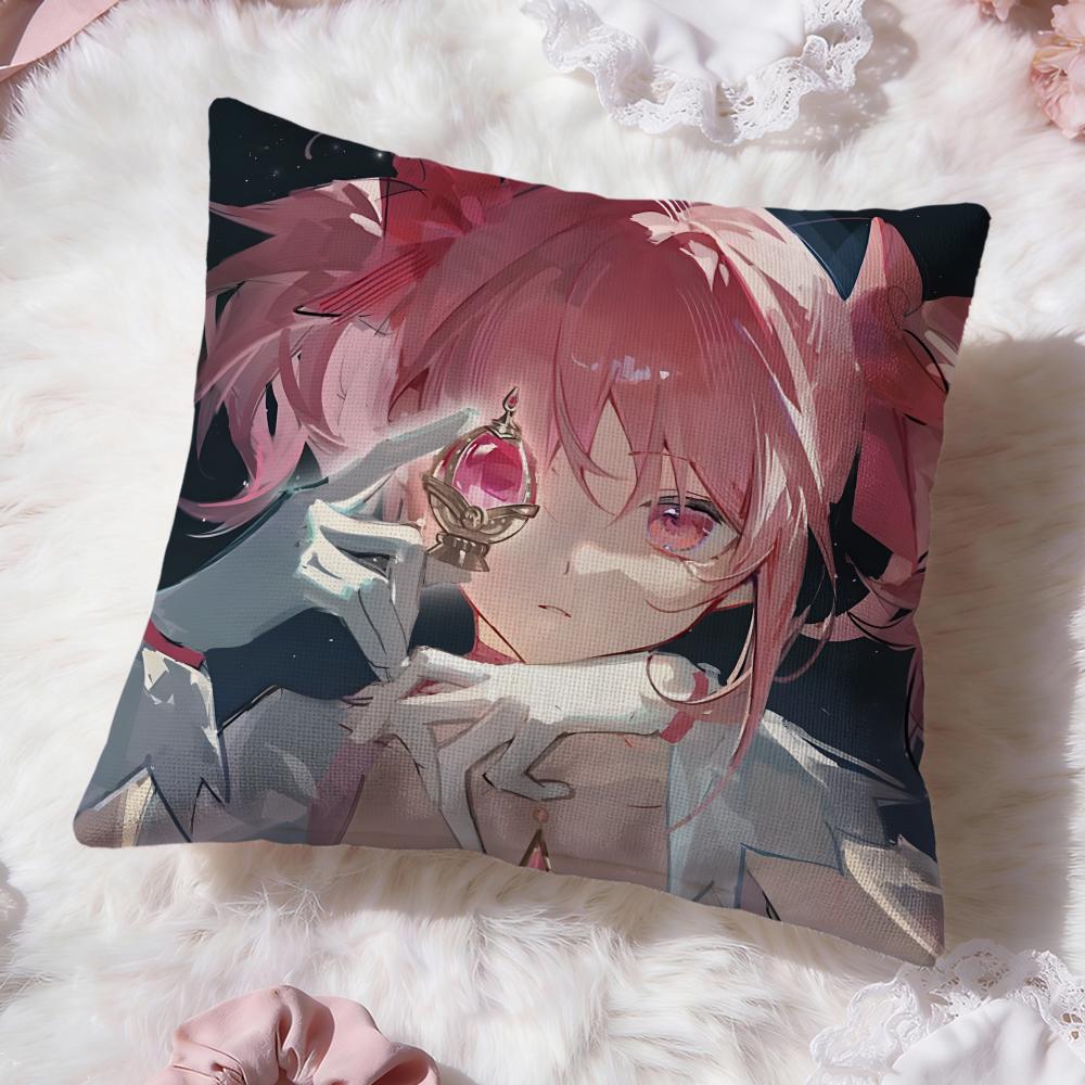 p-Puella Magi Madoka Magica Cushion Cover Premium Comfort Reversible Pillow Cove -Two in One Design for Any Room & Car Interior