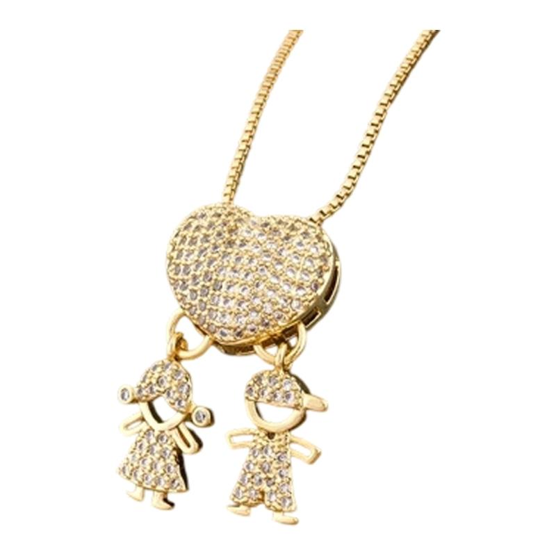 Elegant Boy And Girl Pendant Necklace Gold Plated Copper For Couples Or Friend Gift Giving Neck Chain