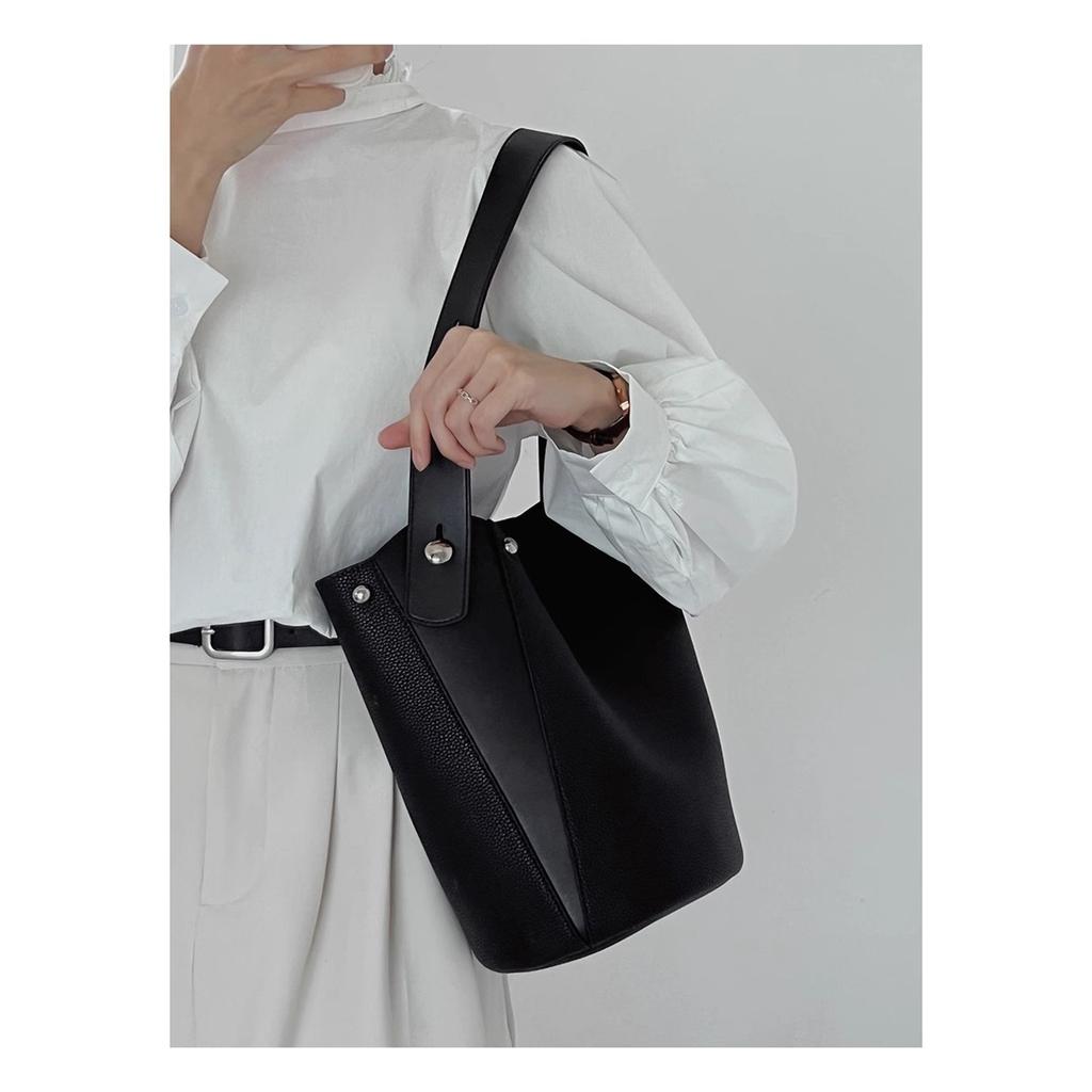 Lila Eimer Tasche Tasche Damen Textur Große Kapazität Fauler Stil Pendler Gemüsekorb Schultertasche Henkeltasche