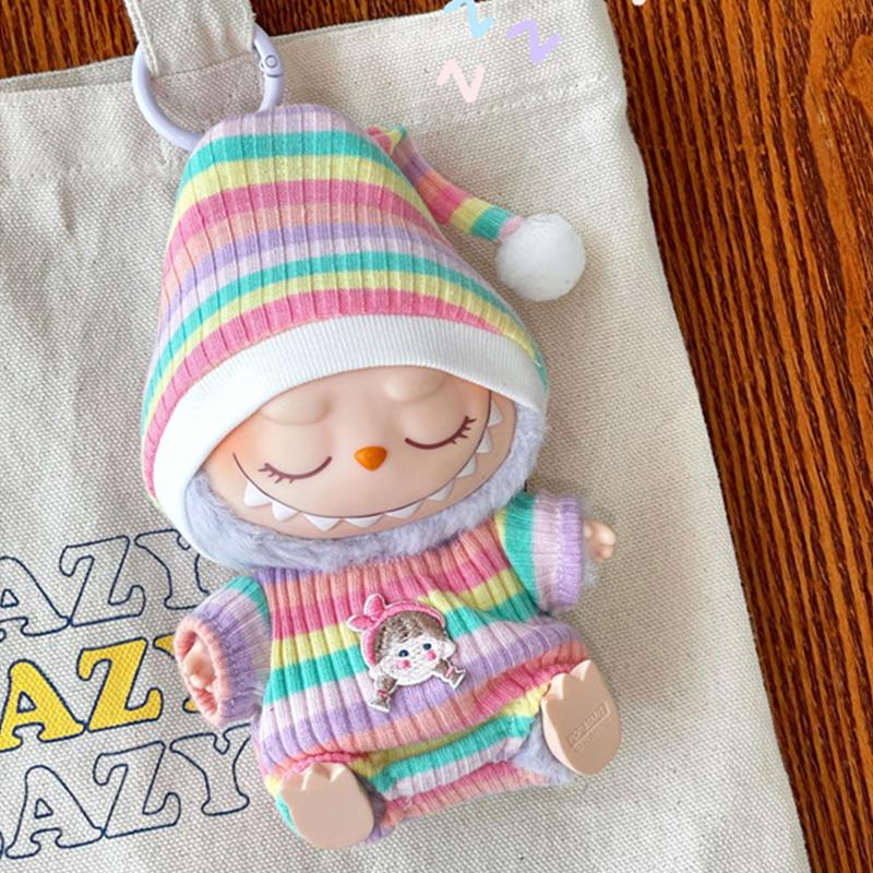 

Мини Одежда для Куклы Наряд Аксессуары Мультяшный Лабубу Осенний Комбинезон Шапка Комплект Одежда Куклы Лабубу Очаровательный Сезонный Наряд розовый