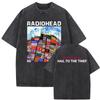 Washed Vintage Rock Band Radiohead Black Tour T-shirts Men Women Retro Cotton T Shirts Men's Oversized Short Sleeve