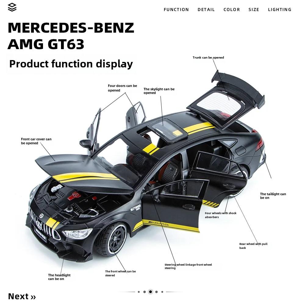 1/24 Mercedes Benz AMG GT63 Sports Car Simulation Diecast Metal Alloy Model Car Sound Light Pull Back Collection Kids Toy Gift