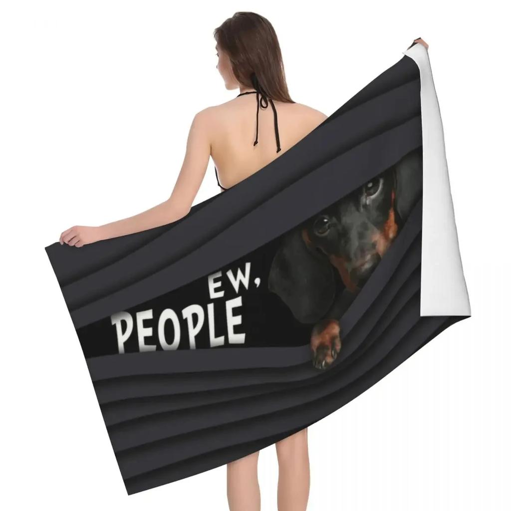 Süßer Dackel Hund Strandtuch Schnelltrocknend Kawaii Welpe Haustier Badetuch Sandfest Schwimmbad Handtücher für Reise Camping Yoga Sport