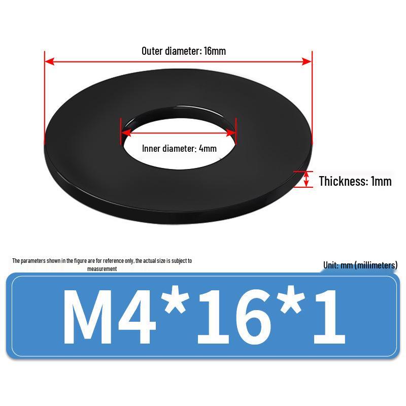 8.8 Grade Black Hardened High-Strength Oversized Flat Metal Spacer Washer (M2-M8)