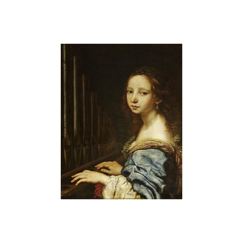 Catholic Patron Saint of Musicians Retro Canvas Painting Posters Print Religious Art Woman Pictures Room Home Wall Decor Cuadros