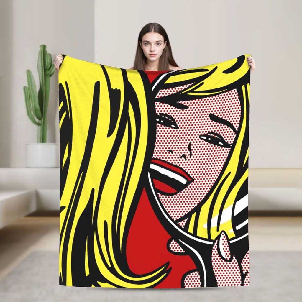 Roy Lichtenstein Pop Art Blanket  Warm Soft Aesthetic Plush Throw Blanket For Home Decor Picnic Flannel Bedspread Bed Cover