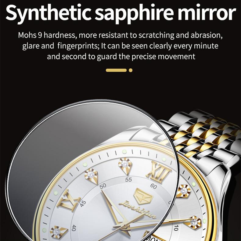 JINSHIDUN Nové pánské hodinky pro podnikání a volný čas Dual Calendar Plně automatické mechanické hodinky Intarzované pánské hodinky nejvyšší třídy