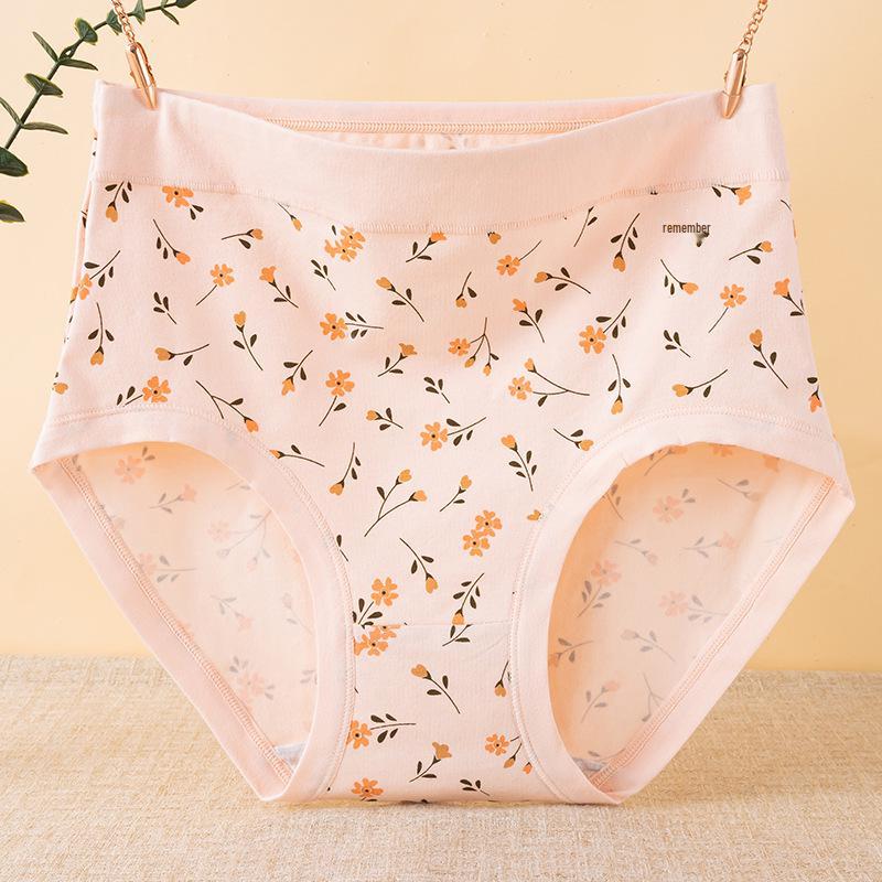 High-Waisted Plus Size Floral Cotton Panties for Middle-Aged and Elderly Women - Comfortable & Antibacterial