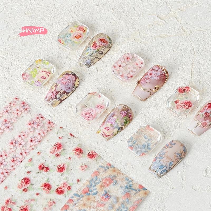 1Pcs 100cm Nail Art Stickers Decal Flower Rose Tulip Transfer Foils Paper Floral Nail Wraps for DIY Nail Art