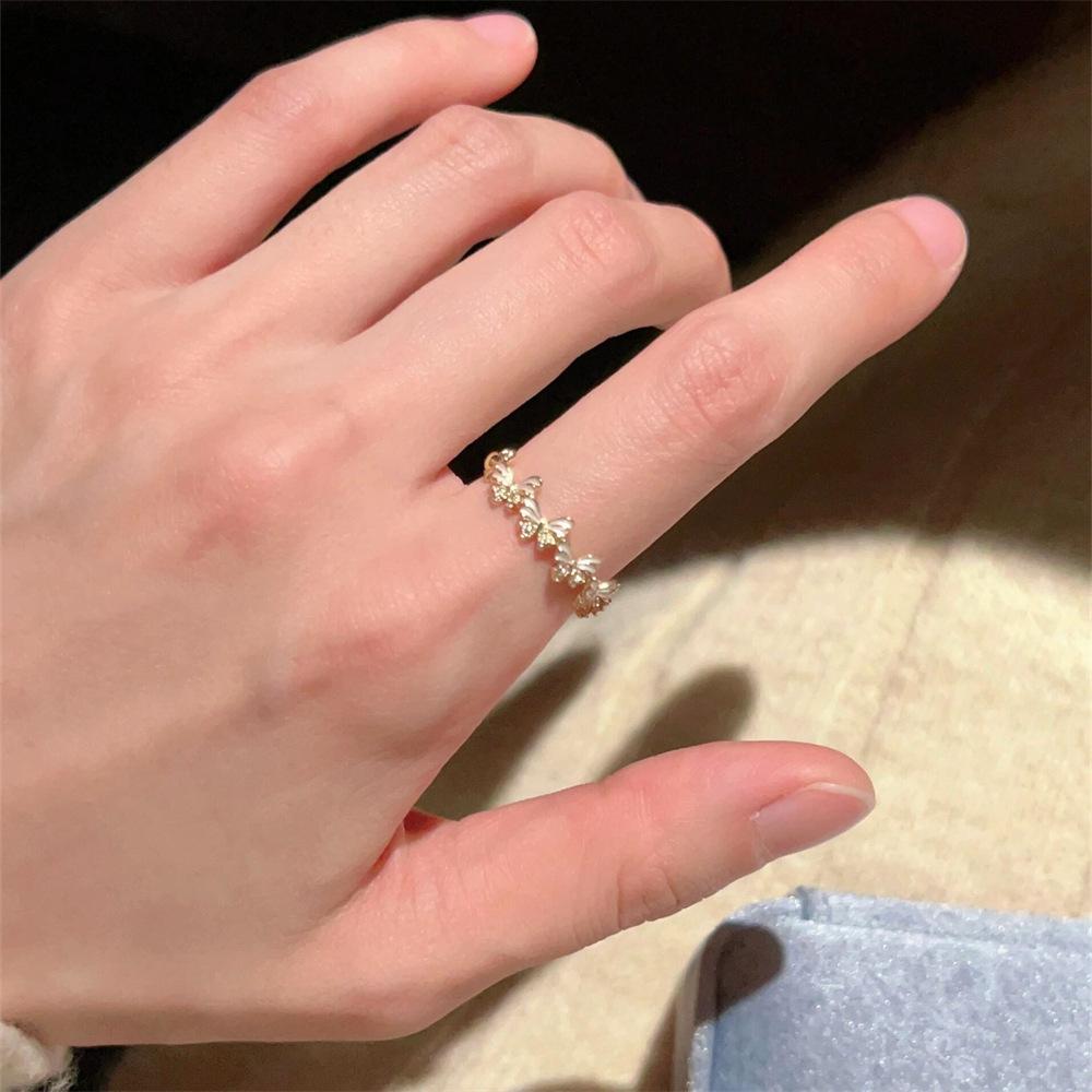 Colored Zircon Butterfly Ring Open Ring Versatile Exquisite Jewelry