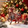 2D Flat Goat Hanging Ornament Acrylic Animal Pendant Christmas Tree Decoration Car Rearview Mirror Charm New Year Hanging