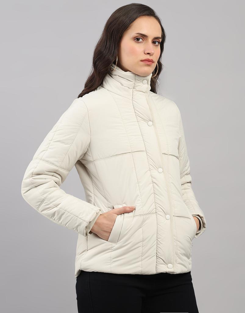 MONTE CARLO Women's Regular Fit Solid High Neck Full Sleeve Jacket
