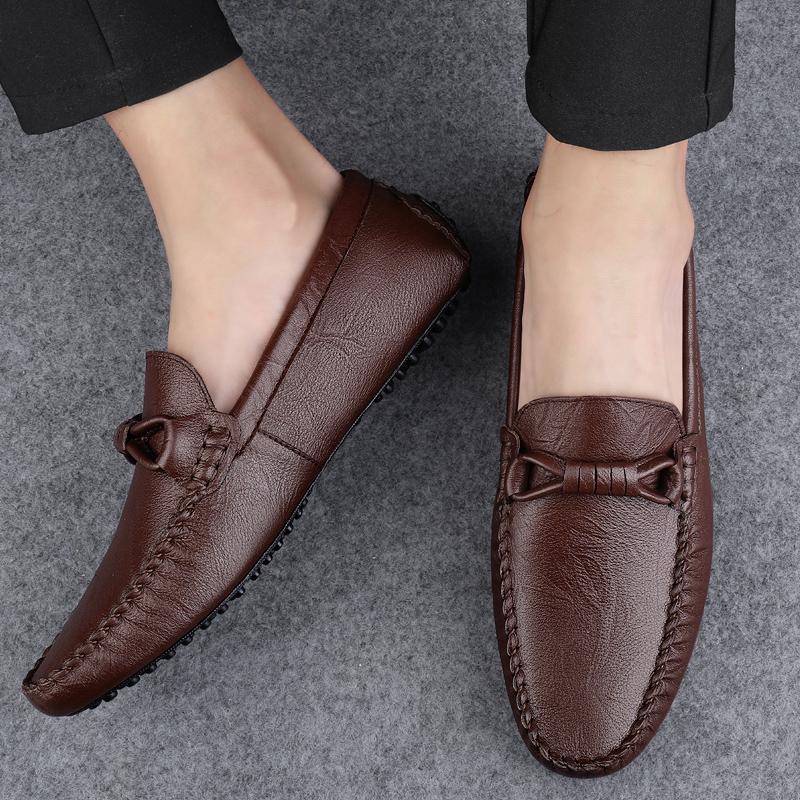 Fashion Luxury Brand Mens Leather Shoes Casual Driving Shoes Men Anti-skid Business Loafers High Quality Male Casual Shoes Slip on Flats