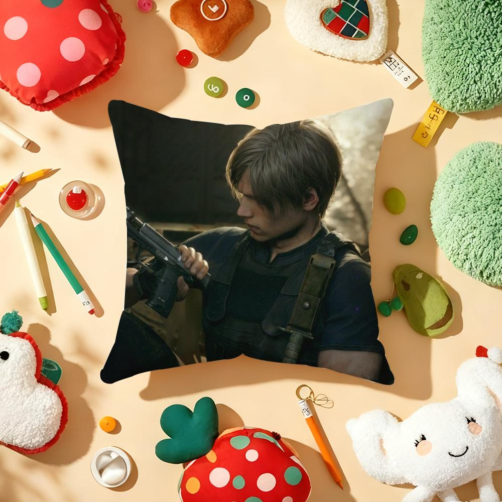 L-Leon K-Kennedy Cushion Cover Plush Fabric Soft Double-Sided Printed Sofa Warm Winter Home Gift Pillow Cover