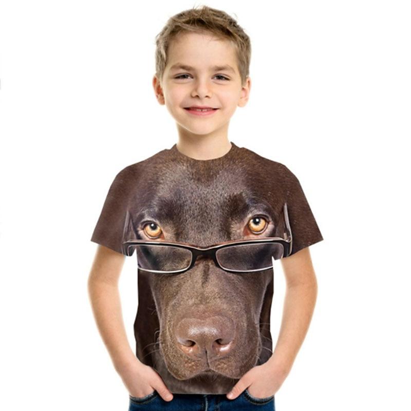 

Boys 3D Animal Lion T shirt Short Sleeve 3D Print Summer Spring Active Sports Fashion Polyester Kids 3-12 100