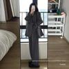 Women's Gray Blazer Jacket and Pants Two-Piece Set for Early Autumn 2025 - Petite Casual Suit