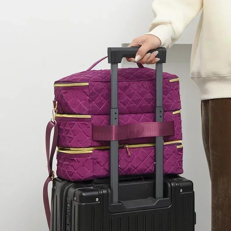 80 Flaskor Nagellack Förvaringsväska Bärbar Kosmetisk Stor Axelväska Organizer för Resor Nagelsalong 3 Lager Eterisk Oljeväska