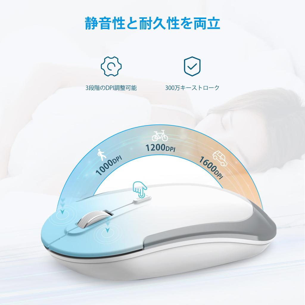 iClever Wireless High Compatible with Mac and GMN41S Mouse, Slim, Quiet, 2.4G, Lightweight, 3-Level DPI, Energy-Saving, Precision, Compact,