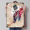 Poster Stampati con Acquerello di Giocatore di Hockey, Arte da Parete Personalizzabile, Lattine Metalliche Retro Vintage, Accessori per Casa, Stanza, Bar