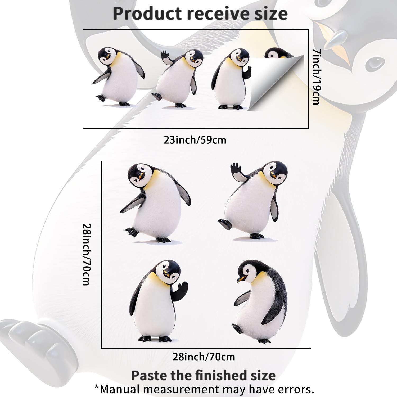 

Static Cling Window Film Cartoon Penguin for Kids Room Bedroom Living Room Glass Decor 19x59cm разноцветный