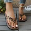 Damen Sommer Flache Zehentrenner-Sandalen mit Leopardenmuster, Modische Strand-Resort Freizeit-Schuhe, In Großen Größen Erhältlich.