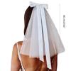 60cm Marriage Bridal Layered Veil Girls Tulle with Ribbon Bowknot Wedding Tiaras