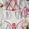 Body Sexy Vazado Europeu e Americano Fantasia de Empregada Enfermeira para Role Play Conjunto de Lingerie para Mulheres