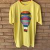 80s 90s Yellow Single Stitch Sparkly Hand Painted Hot Air Balloon T-shirt Large