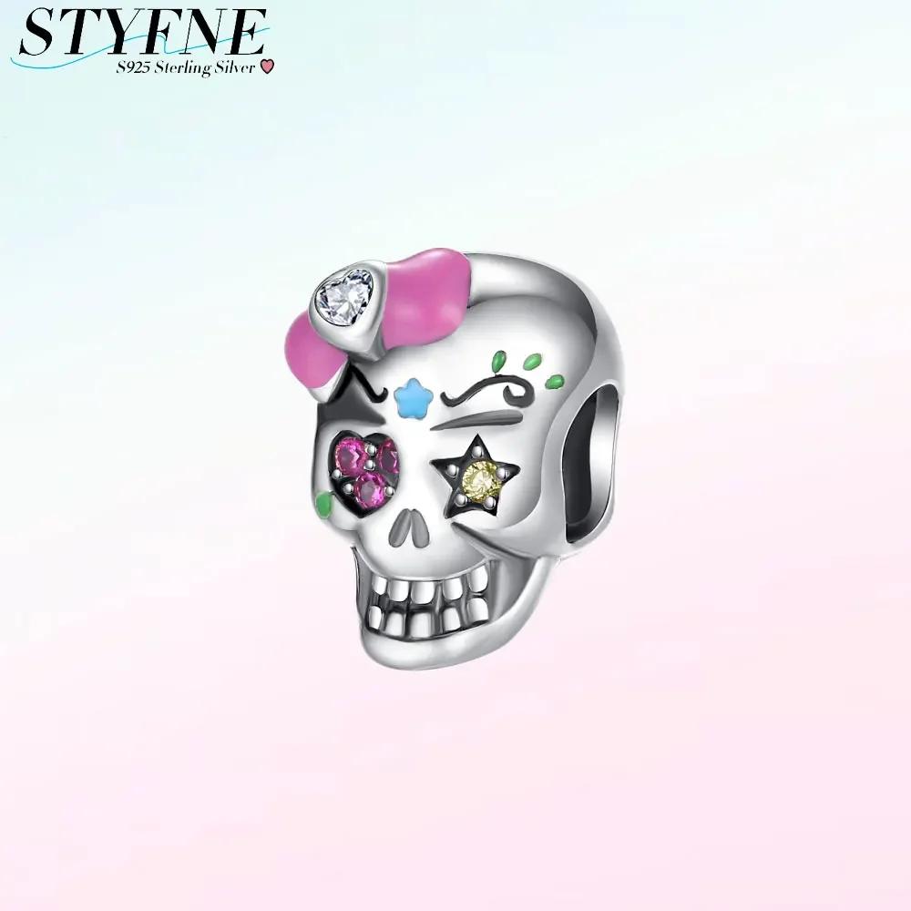 Anniversary Copper Halloween Series Charms Luminous Skull Lil Ghost Beads Fit Original Bracelet Women Fine Jewelry Gift