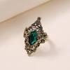 Jianjie European & American 18K Gold Green Zircon Fashion Ring for Women