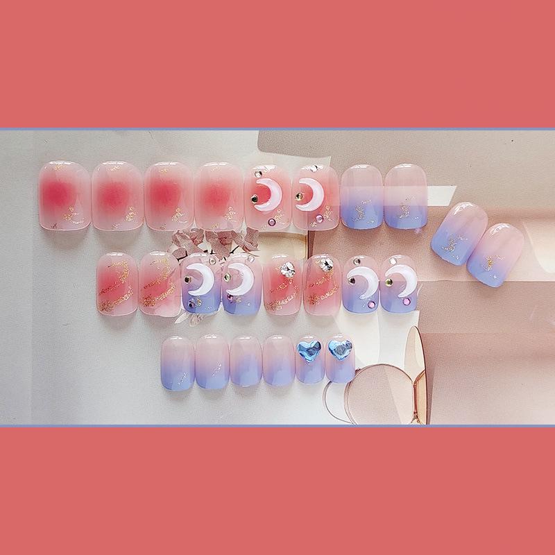 Yajie Na - Blush Sea Salt Moon Wearable Summer False Nails with Nail Art Stickers
