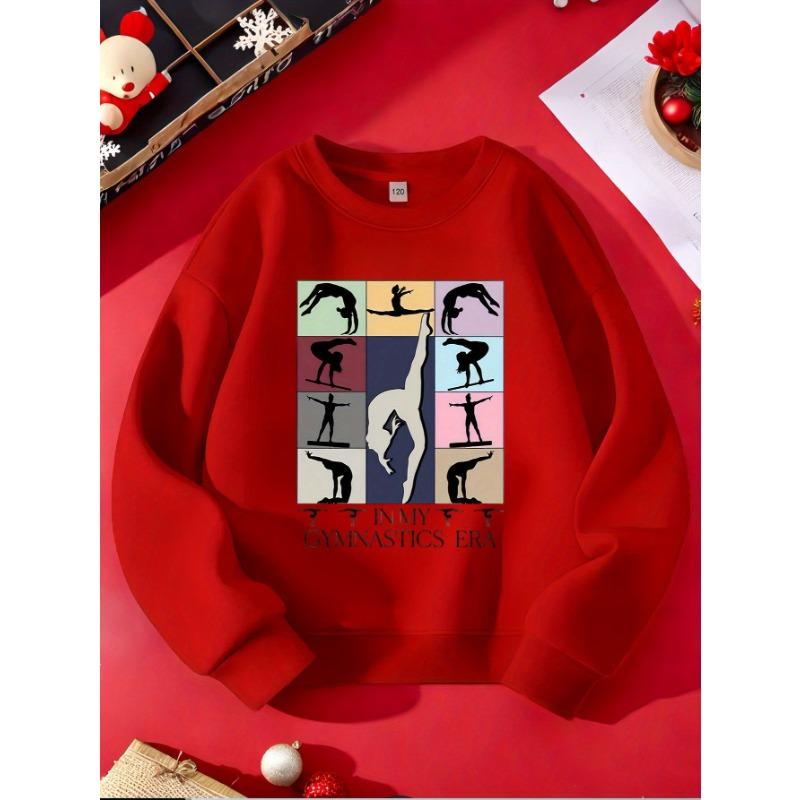 European Sizes Girls' Casual Fashion Round-Neck Sweatshirt, Printed Sports Top.