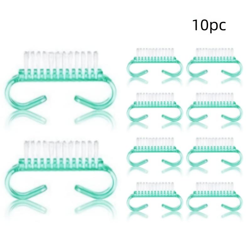 

Набор из 10 кистей для ногтей, 4 цветов, подходит для маникюра и педикюра, мягкая щетина, удаление пыли, пластиковая чистящая кисть для ногтей, набор инструментов для пилочки 10 зелёный