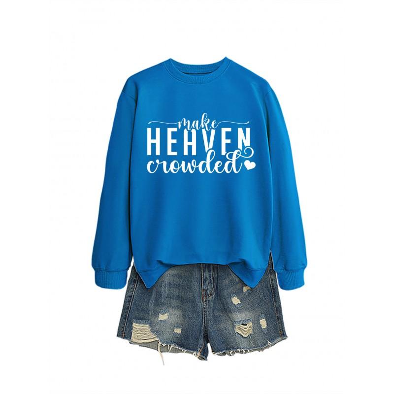 MAKE HEART Graphic Print Loose Fit Crewneck Long Sleeve Sweatshirt Women