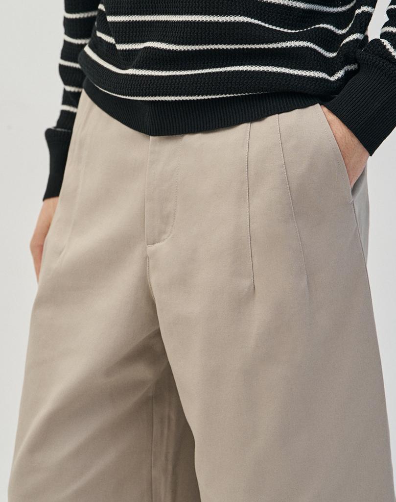 WORK ON BODY OFF Cle Wide Cotton Chino Pants [Beige]
